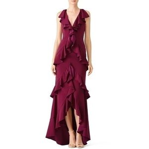 Jay Godfrey Gown June Ruffle Maxi in Plum Purple